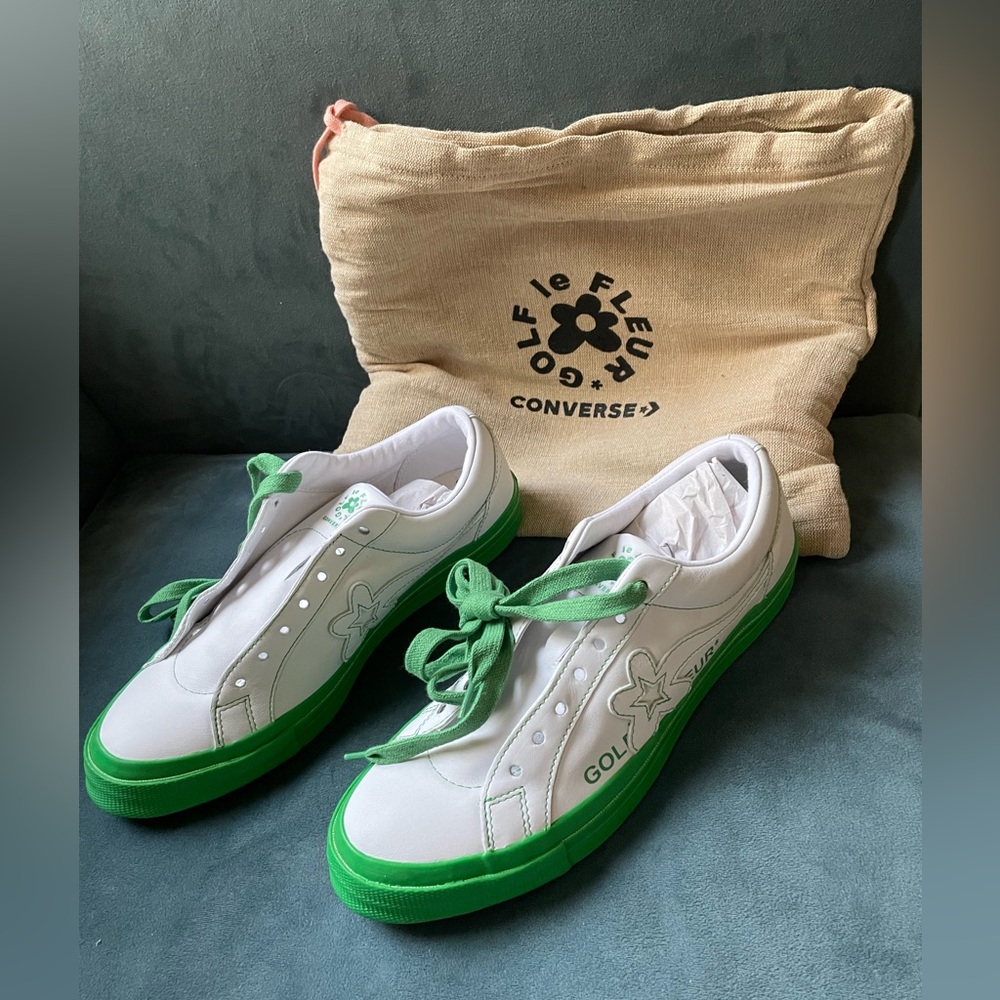 Converse One Star Ox x GOLF LE FLEUR Tyler Shoes White Green Mens Size 9.5